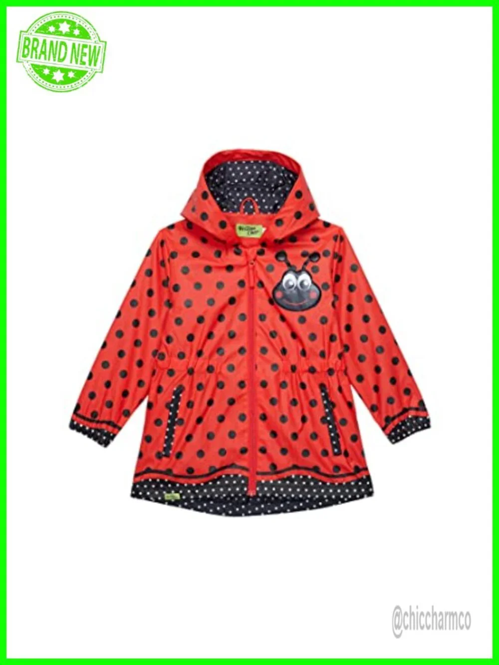 Kids Raincoat Water-Resistant Shell Hooded Soft Lined